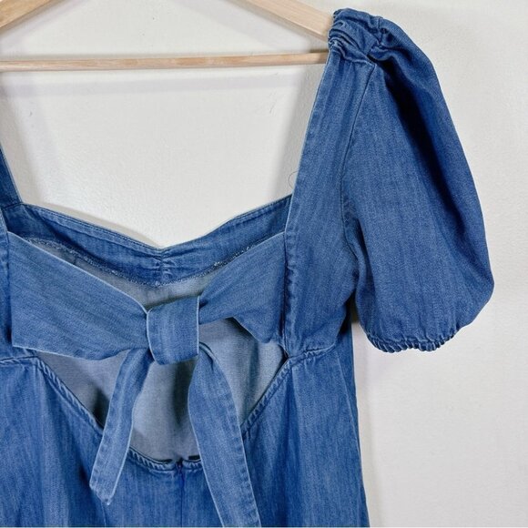 Zara  Denim Balloon Sleeve Heart Shaped Neckline Mini Dress - Picture 14 of 16
